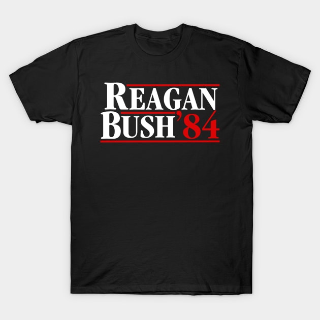 Reagan Bush 84 (on black) T-Shirt by Tainted